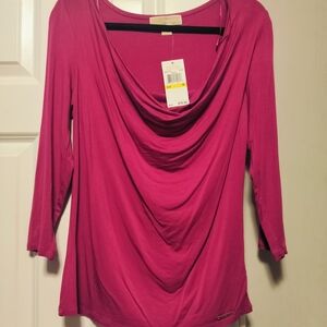Michael Kors Fuchsia Drape Neck Blouse